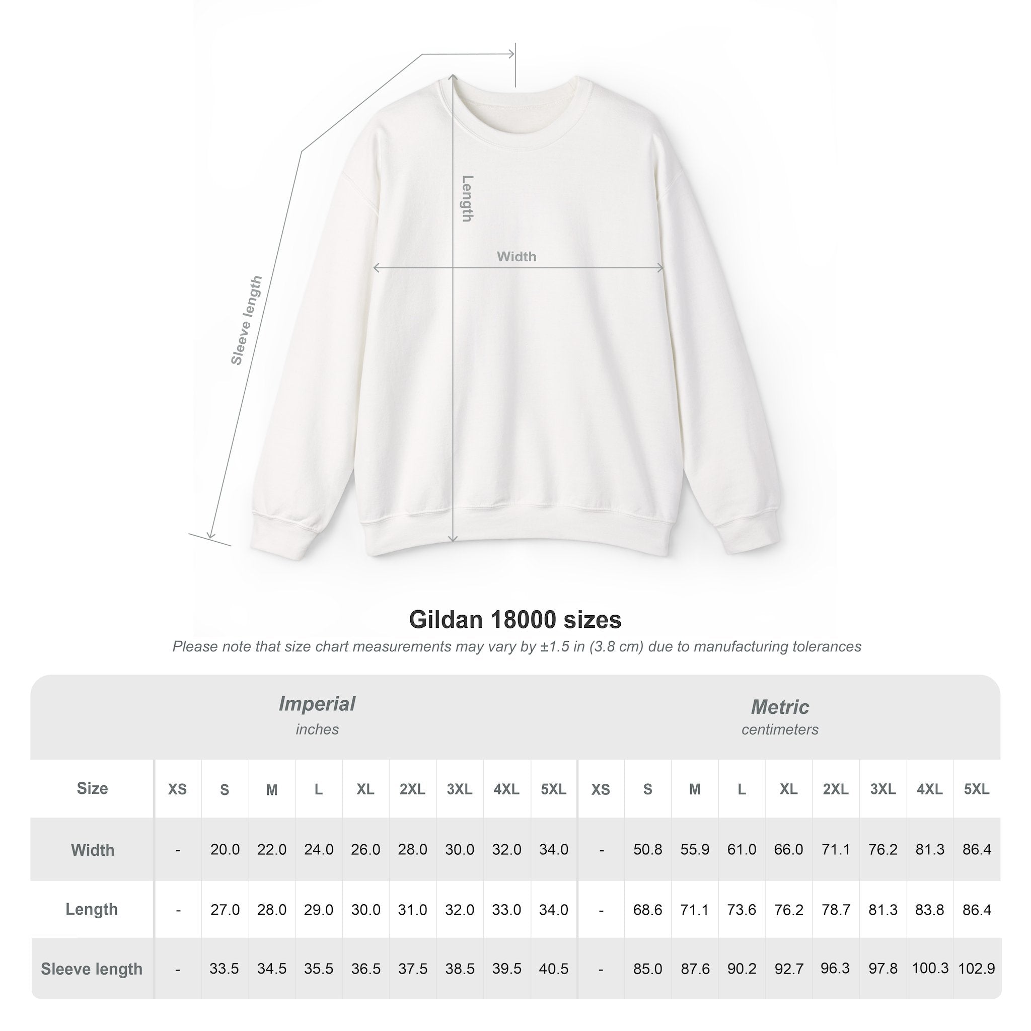 Adult Crewneck Sweatshirt White Imprint